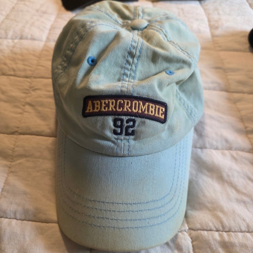 Abercrombie & Fitch Baseball Cap Mens OS Light Blue Vintage 92 Logo Hat